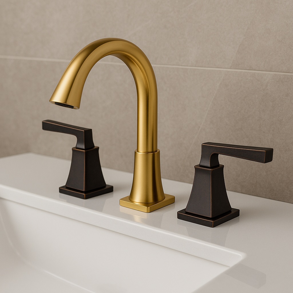 Fontana Reno Luxueux gold and oil rubbed bronze widespread bathroom faucet